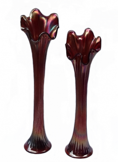 Fenton Fine Rib Red Mid-Size Vases