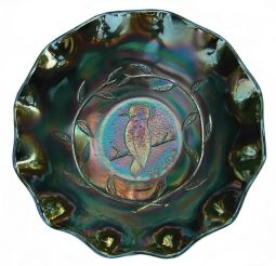 Australian Crown Crystal Kingfisher Dark Sauce Bowl