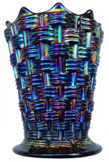 Dugan Big Basketweave Electric Blue Squatty Vase