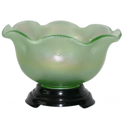 Fenton #604 Florentine Green Ruffled Punch Bowl