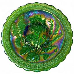 Imperial Chrysanthemum Green Chop Plate  Signed Nuart