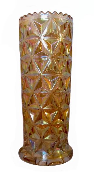 Imperial Diamond Block Marigold Vase Carnival Glass Showcase