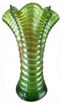 Imperial Ripple Helios Green Vase With Two Pour Spouts