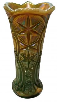 Millersburg Ohio Star Lime Green Opal Slag Vase 1 of 2 Known