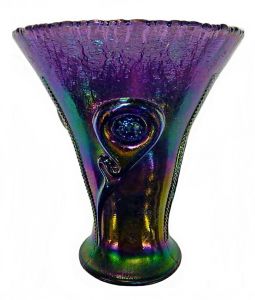 Northwood Tornado Wisteria Stretch Glass Flared Whimsey Vase ~ Only One Reported
