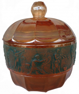 Rindskopf Czech Republic Classic Arts Marigold Covered Sugar Bowl or Marmalade Jar