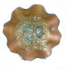 Northwood Rose Show Aqua Opal Bowl