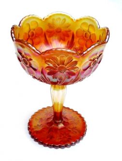 U.S. Glass Cosmos & Cane Marigold Stemmed Compote