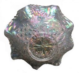 U.S. Glass Cosmos & Cane White Bowl