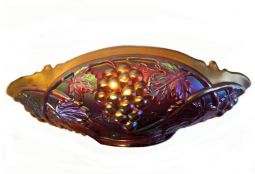 U.S. Glass Palm Beach Marigold Goofus Glass Two-Sides-Up Whimsey Banana Bowl