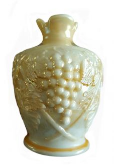 U.S. Glass Palm Beach Marigold on Milk Glass Whimsey Bulbous Pinched-Top Vase