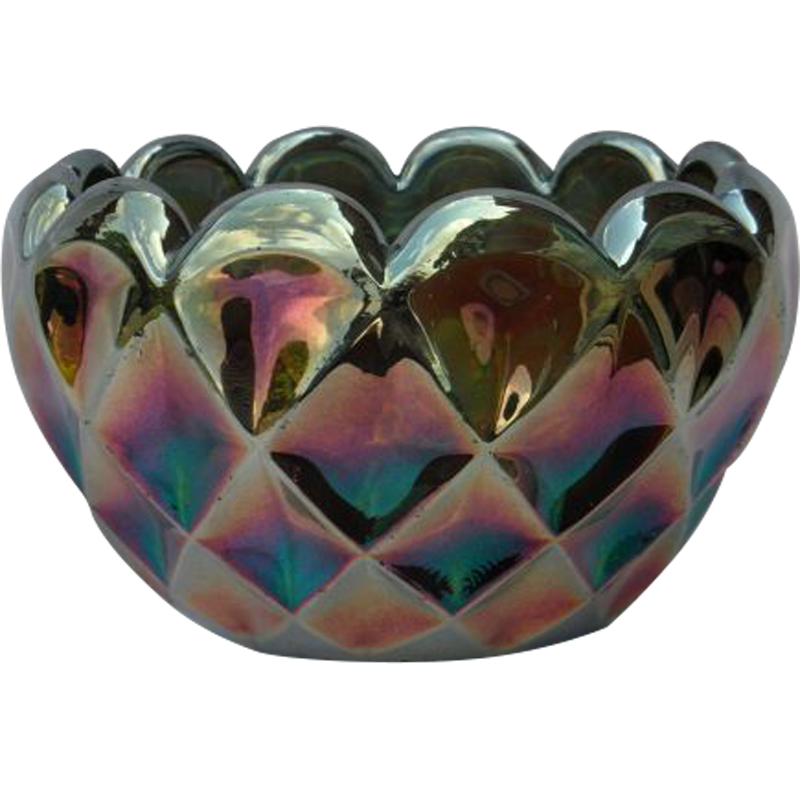 Eda Sweden Svea Blue Rosebowl: Carnival Glass Showcase